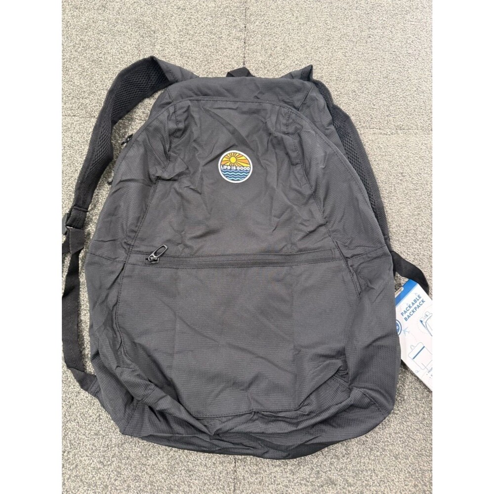 Life Is Good Backpack Unisex Black Packable Hiking Camping Travel Lightweight